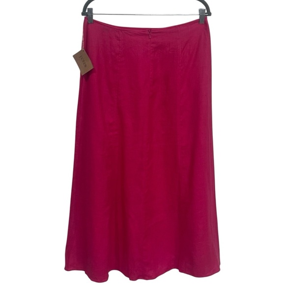 NEW J. Crew Bright Pink 100% Linen A-Line Midi Skirt Summer Comfort Women's 14 - Picture 5 of 9